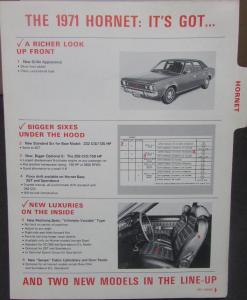 1971 AMC Hornet Data File Folder Dealer Item Only American Motors Original