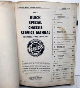 Original 1962 Buick Dealer Chassis Service Shop Manual Special Skylark Repair