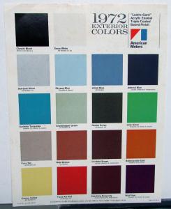 1972 AMC Exterior Colors Gremlin Hornet Matador Javelin Ambassador Sales Sheet