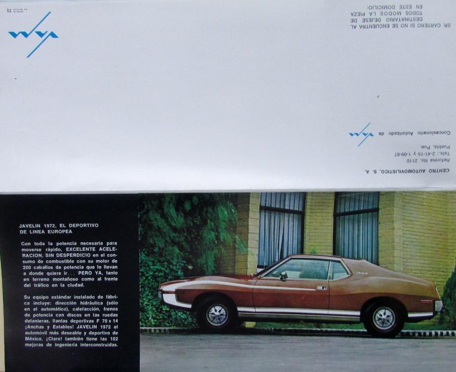 1972 AMC Spanish Text Sales Brochure Classic Javelin Rambler American