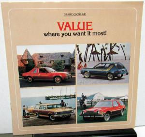 1978 AMC CLOSE UP VALUE Color Sales Brochure Original Intro Concord & Jeep
