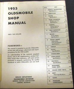 Original 1953 Oldsmobile Dealer Service Shop Manual Repair 88 Super 88 98 Series