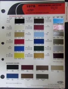 1978 AMC Gremlin Hornet Matador Pacer Jeep Dupont Paint Chips Original