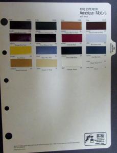 1982 American Motors & Jeep Exterior R-M Inmont Paint Chips Original