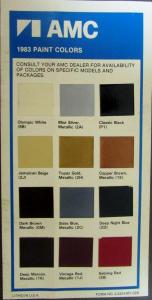 1983 AMC Paint Colors Chips Original Card