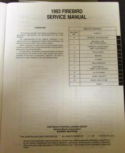 1993 Pontiac Service Shop Manual Firebird Trans Am T/A Formula Repair Original