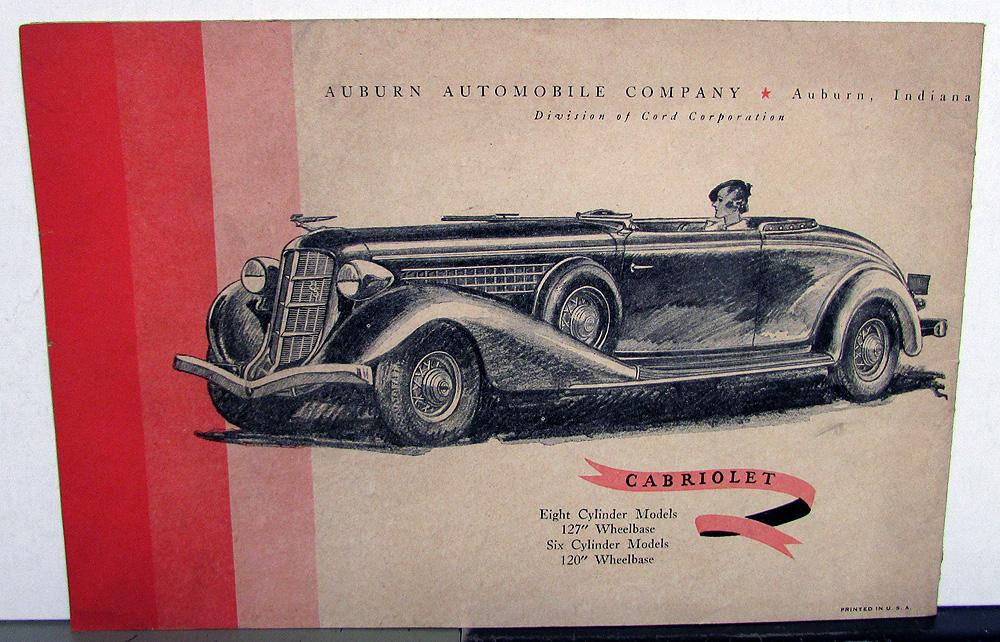 1935 Auburn Motor Cars 6 & 8 Cylinder Models Sales Brochure Original