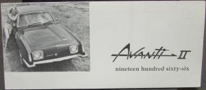 1966 Avanti II Sales Brochure Leaflet Performance Safety Specs Features NOS