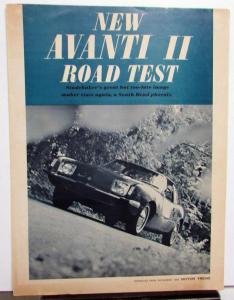 1966 Avanti II Motor Trend Reprint Article Road Test Brochure Original