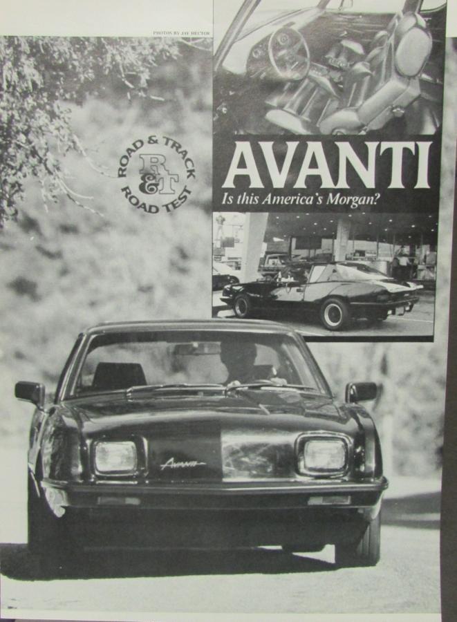 1984 Avanti Road & Track Article Reprint