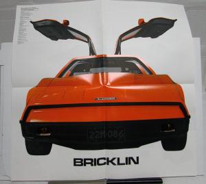 1974-75 Bricklin Sports Car Color Dealer Poster Style Sales Brochure Orange Car