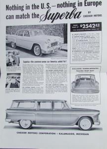 1960 Checker Taxi Superba & Wagon Sales Brochure Leaflet Original