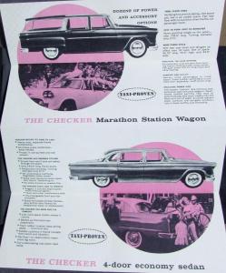 1960 Checker Taxi Proven Marathon Wagon & Sedan Sales Brochure/Pink Folder