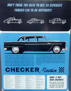 1964 Checker Marathon Original Data Sheet