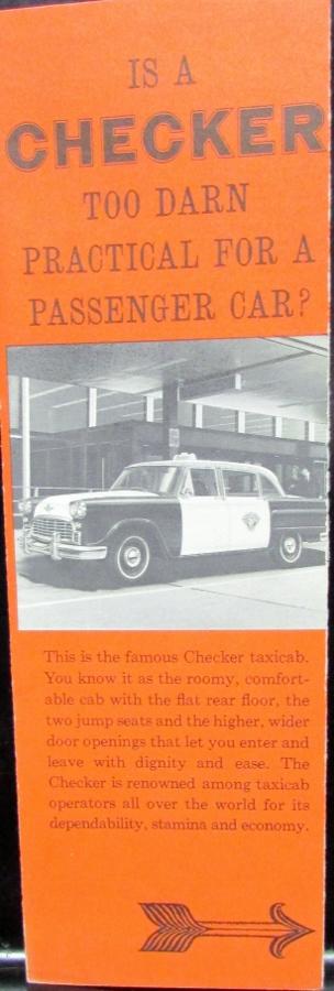 1964 1965 1966 Checker BIG Marathon Seats 8 Original Sales Brochure Leaflet