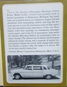 Checker Marathon Deluxe Sedan Model A12E & Aerobus A12W Sales Brochure Original