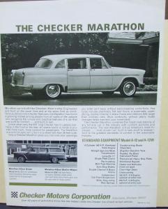 1968 1969 Checker Aerobus Limo Marathon Sales Brochure Sheet Original