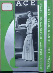 1933 Continental ACE Motor Car Original Sales Brochure With Specs