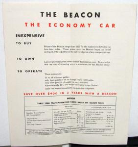 1933 1934 Continental BEACON Motor Car Original Sales Brochure Estimator