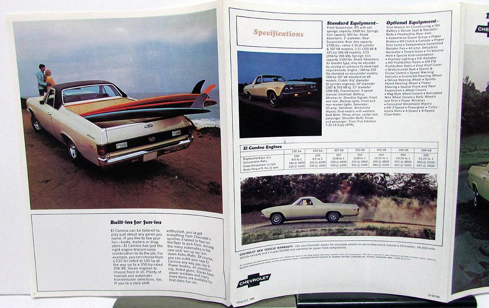 1969 Chevrolet El Camino Sales Brochure SS 