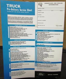 1968 Ford Econoline & 100 to 800 Truck Series Pre-Delivery Service Checklist