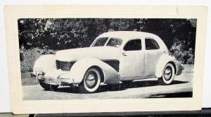 1936 Cord Sedan ORIGINAL Sales Brochure Photo Card Size Data Sheet