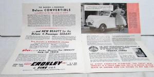 1946 Crosley Car Convertible Sedan Pick Up Sales Brochure Mailer ORIGINAL