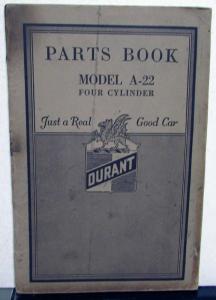 1923 Durant Model A22 4 Cylinder Original Parts Book Original