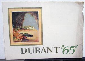 1928 Durant 65 Models Brougham Touring Roadster Cabriolet Sales Brochure Orig