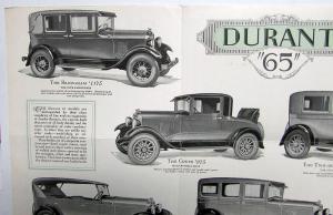 1928 Durant 65 Models Brougham Touring Roadster Cabriolet Sales Brochure Orig