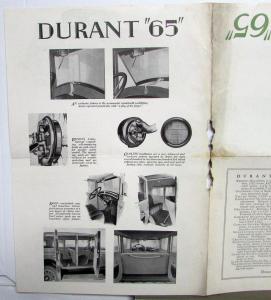 1928 Durant 65 Models Brougham Touring Roadster Cabriolet Sales Brochure Orig