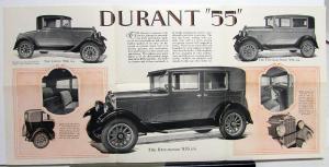 1928 Durant 55 Models Coupe 2 Door Sedan 4 Door Brougham Sales Brochure Original