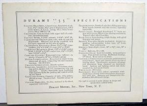 1928 Durant 55 Models Coupe 2 Door Sedan 4 Door Brougham Sales Brochure Original