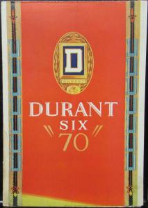 1929 Durant Six 70 Models Coupe Sedan & DeLuxe Color Sales Brochure Original