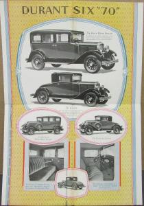 1929 Durant Six 70 Models Coupe Sedan & DeLuxe Color Sales Brochure Original