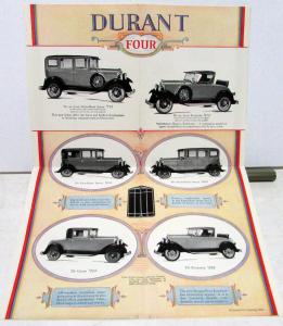 1929 Durant Four Models Sedans Roadsters Coupes Color Sales Brochure Original