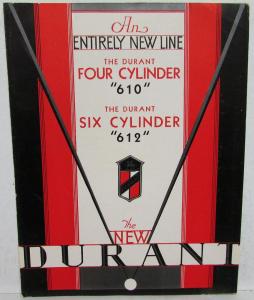 1931 Durant 610 4 Cylinder & 612 6 Cylinder Models Sales Brochure Original