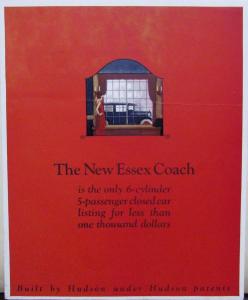1924 Essex Motor Cars 6 Cylinder Coach & Touring Color Sales Brochure Folder