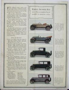 1927 Essex Super Six Speedabout Speedster Coupe Coach Sedan Sales Brochure