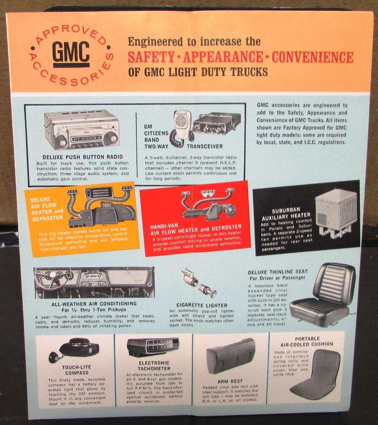 Original 1968 GMC Truck Dealer Accessories Sales Brochure Pickup Panel