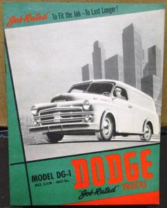 1952 Dodge Truck Canadian DG-1 Light Duty Panel Express Sales Brochure Original