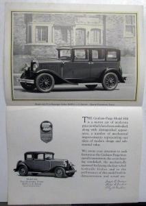 1928 Graham Paige Model 614 5 Passenger Sedan Sales Brochure Folder Original