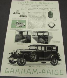 1929 Graham Paige Model 615 Coupe Cabriolet Roadster Sedan ADV FORM Brochure