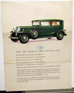 1931 Graham Cars Are Better Cars Color Sales Brochure Folder Original