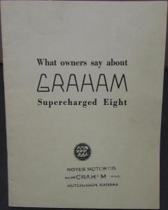 1935 Graham Supercharged Eight Auto Testimonial Sales Brochure Original