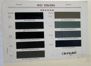 1937 Graham Automobile Paint Chips Original Ditzler