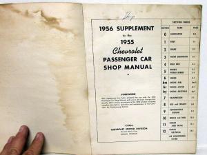 1956 Chevrolet Dealer Service Shop Manual Supplement Passenger Car Repair