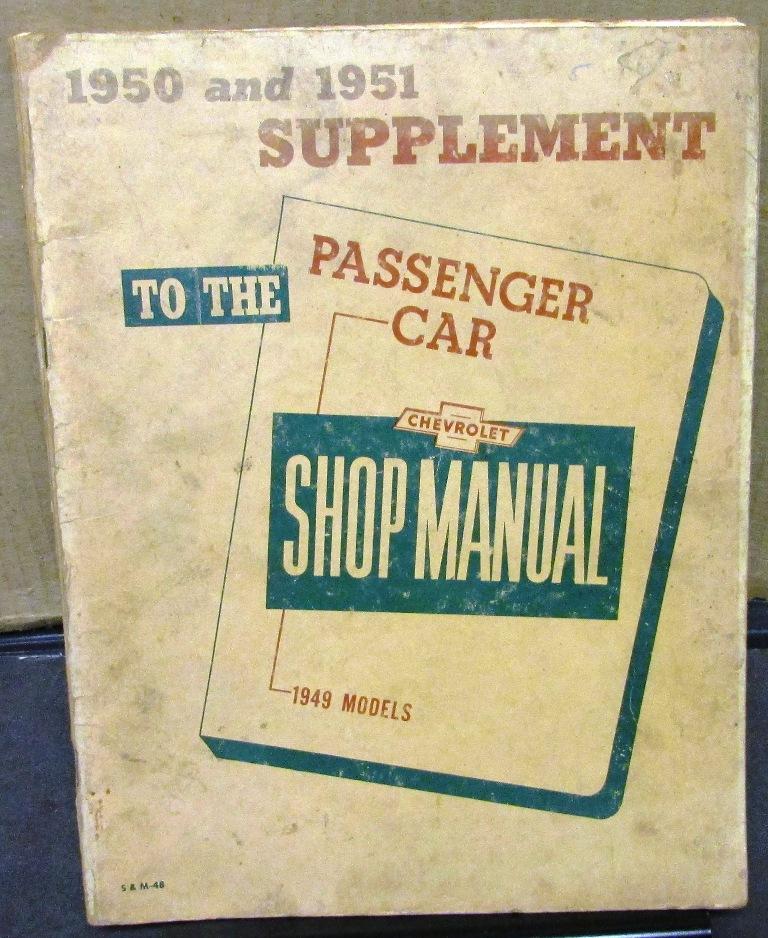 1950 & 51 Chevrolet Dealer Service Shop Manual Supplement Passenger Car Repair