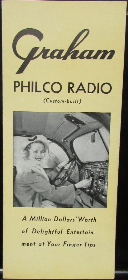 1937 Graham Auto Philco Radio Sales Brochure Original