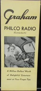 1937 Graham Auto Philco Radio Sales Brochure Original